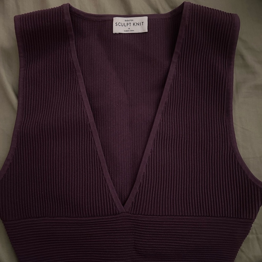 Babaton Deep Purple Sculpt Knit Top, worn once